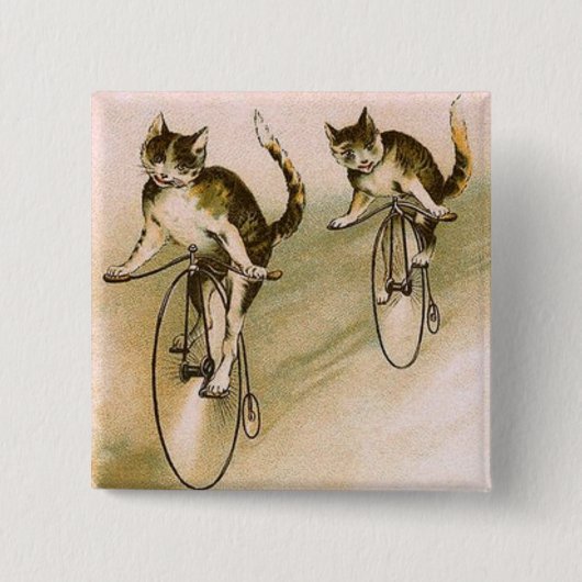 katten op fietsen vierkante button 5,1 cm (Voorkant)