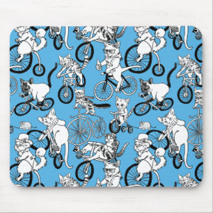 Katten op fietspatroon muismat