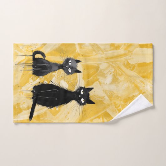 Katten op geel handdoek (Handdoek)