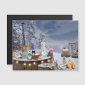 Katten op het hete Tub Winter Scene (Voorkant / Achterkant)