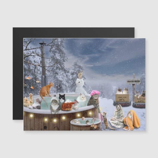 Katten op het hete Tub Winter Scene (Voorkant / Achterkant)