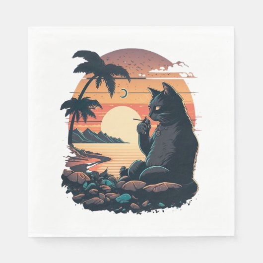 Katten op het strand met de sigaret servet (Voorkant)