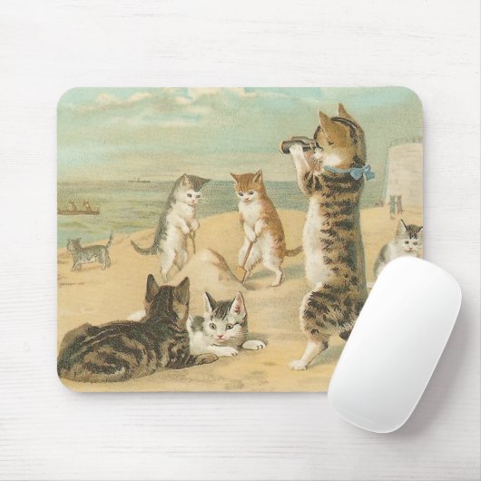 "Katten op het strand "  Mousepad Muismat (Met muis)