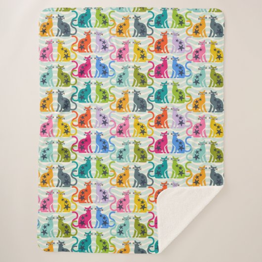 Katten op het strand sherpa deken (Voorkant)