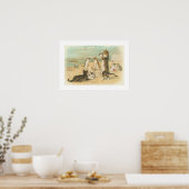 "Katten op het strand " - Vintage Poster (Keuken)