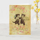 Katten op huwelijksdag kaart (Gele Bloem)