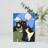 Katten op jacht naar volle maan briefkaart (Staand voorkant)