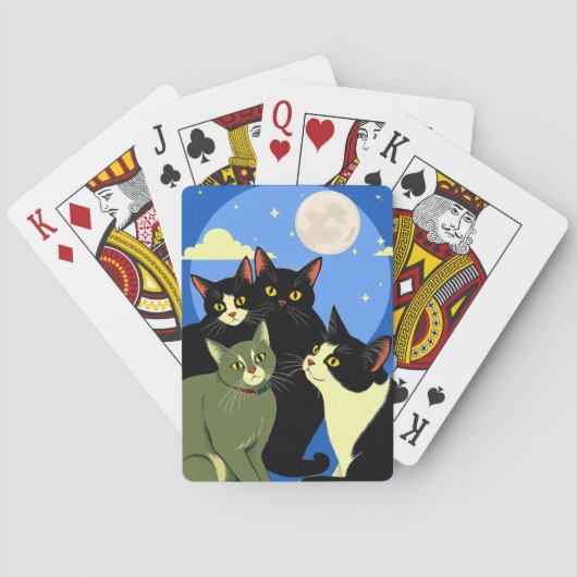 Katten op jacht naar volle maan pokerkaarten (Achterkant)
