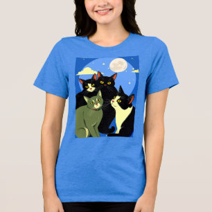 Katten op jacht naar volle maan Tri-Blend shirt