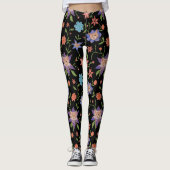 Katten op kleurrijke bloemen leggings (Voorkant)
