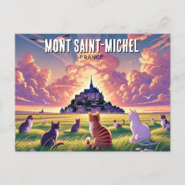 Katten op Mont Saint-Michel Frankrijk Briefkaart