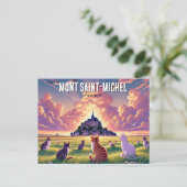 Katten op Mont Saint-Michel Frankrijk Briefkaart (Staand voorkant)
