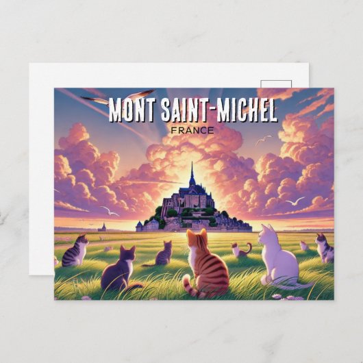 Katten op Mont Saint-Michel Frankrijk Briefkaart (Voorkant / Achterkant)