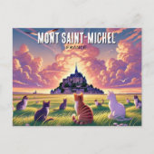 Katten op Mont Saint-Michel Frankrijk Briefkaart (Voorkant)