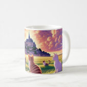 Katten op Mont Saint-Michel Frankrijk Koffiemok (Voorkant rechts)