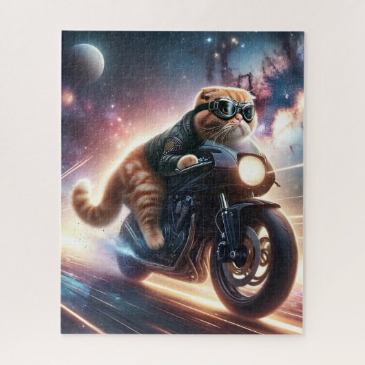 Katten op motorfiets legpuzzel (Verticaal)