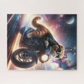 Katten op motorfiets legpuzzel (Horizontaal)