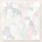 Katten op Multicolour coaster Glazen Onderzetter (Achterkant)