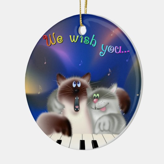Katten op Piano Keramisch Ornament (Links)