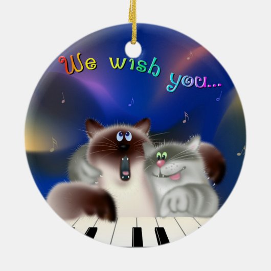 Katten op Piano Keramisch Ornament (Achterkant)