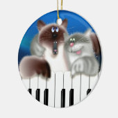 Katten op Piano Keramisch Ornament (Links)