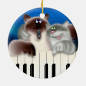 Katten op Piano Keramisch Ornament (Achterkant)