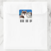 Katten op Piano Vierkante Sticker (Tas)