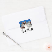 Katten op Piano Vierkante Sticker (Envelop)