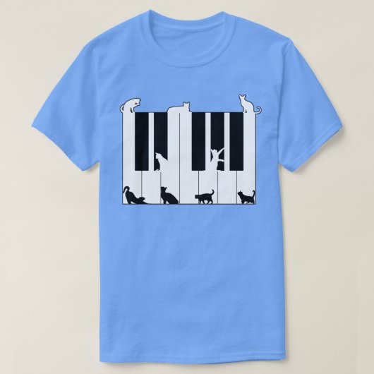 Katten op pianosleutels t-shirt (Design voorkant)