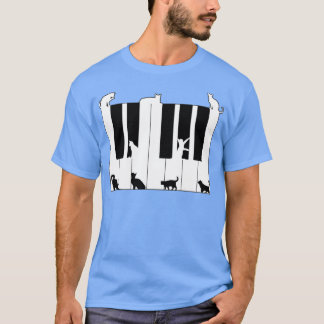 Katten op pianosleutels t-shirt