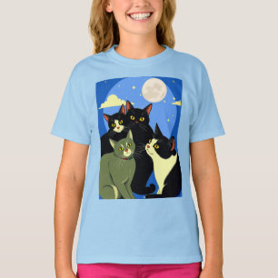 Katten op rooftocht onder de volle maan  t-shirt