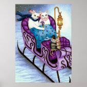 Katten op Sleigh 444 Winter Poster (Voorkant)