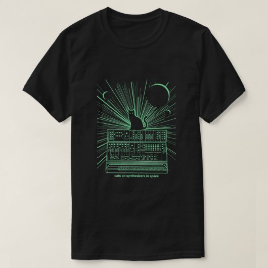 Katten op Synthesizers in de ruimte T-shirt (Design voorkant)