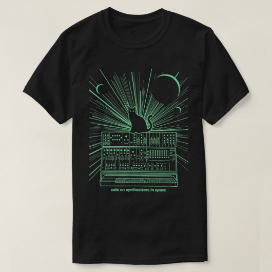 Katten op Synthesizers in de ruimte T-shirt (Design voorkant)