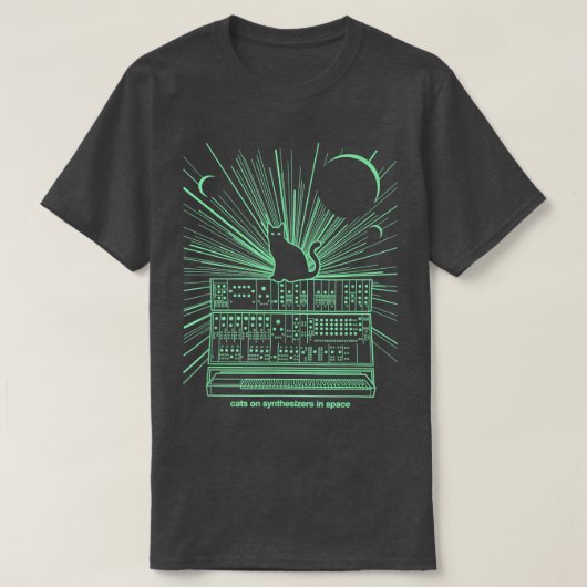 Katten op Synthesizers in de ruimte T-shirt (Design voorkant)