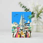 Katten op vakantie bezoeken de toekomst briefkaart (Staand voorkant)