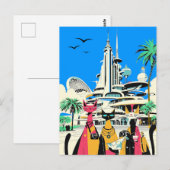Katten op vakantie bezoeken de toekomst briefkaart (Voorkant / Achterkant)