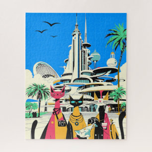 Katten op vakantie bezoeken de toekomst legpuzzel