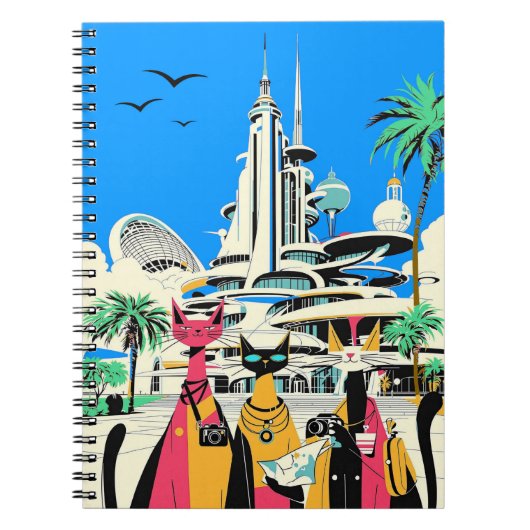 Katten op vakantie bezoeken de toekomst notitieboek (Voorkant)