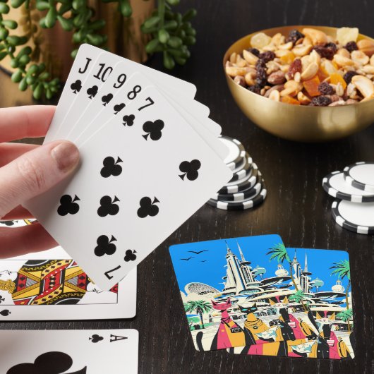 Katten op vakantie bezoeken de toekomst pokerkaarten (Insitu)