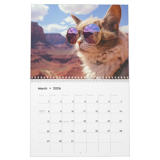 Katten op vakantie kalender (Mar 2026)