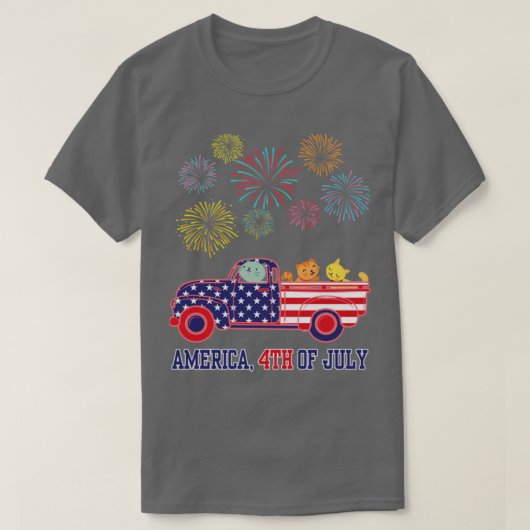 Katten op vrachtwagendansen met Fireworks T-shirt (Design voorkant)