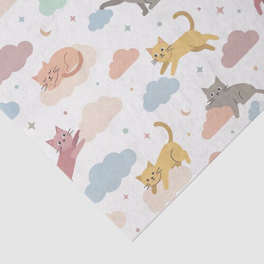 Katten op Wolken Schattig Tissuepapier (Detail)