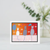 Katten op zonsondergang briefkaart (Staand voorkant)