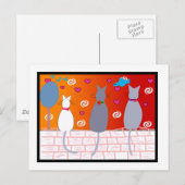 Katten op zonsondergang briefkaart (Voorkant / Achterkant)