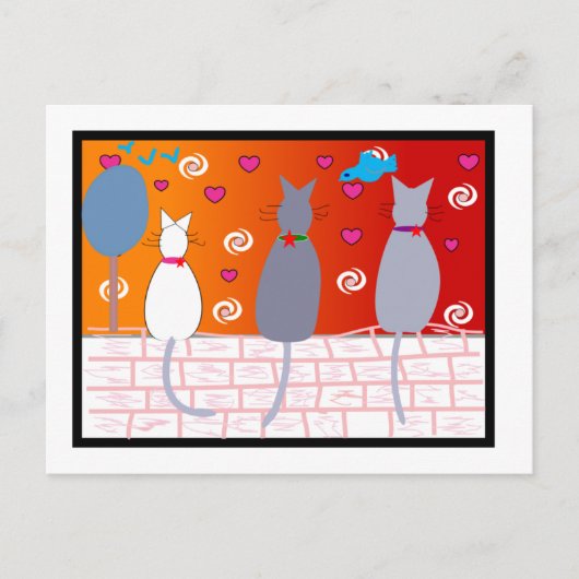 Katten op zonsondergang briefkaart (Voorkant)
