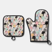 Katten Ovenhandschoen en Pothouder Ovenwant & Pannenlap Set (Voorkant)