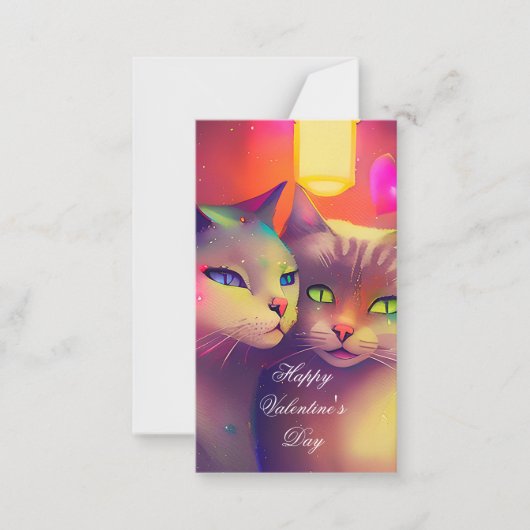 Katten paar kinder valentijn notitiekaartje (Voorkant)