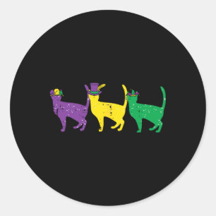 Katten Paarse Geel Louisiana Mardi Gras Wome Ronde Sticker