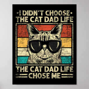 Katten papa T-shirts voor mannen Funny Cat Dad Vad Poster